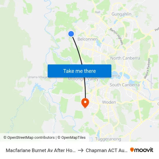 Macfarlane Burnet Av After Hollows Cct to Chapman ACT Australia map