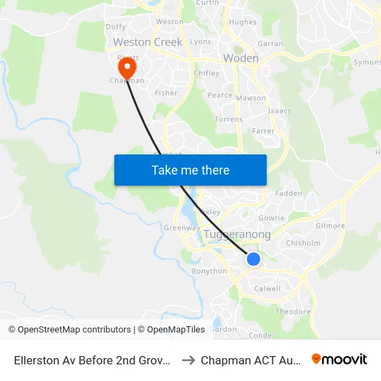 Ellerston Av Before 2nd Groveland Cr to Chapman ACT Australia map