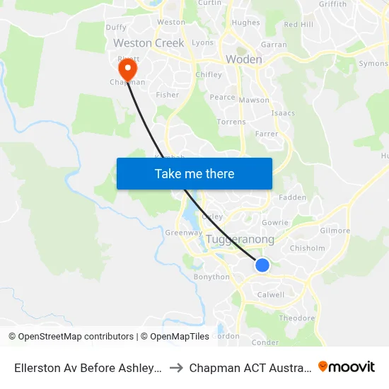 Ellerston Av Before Ashley Dr to Chapman ACT Australia map