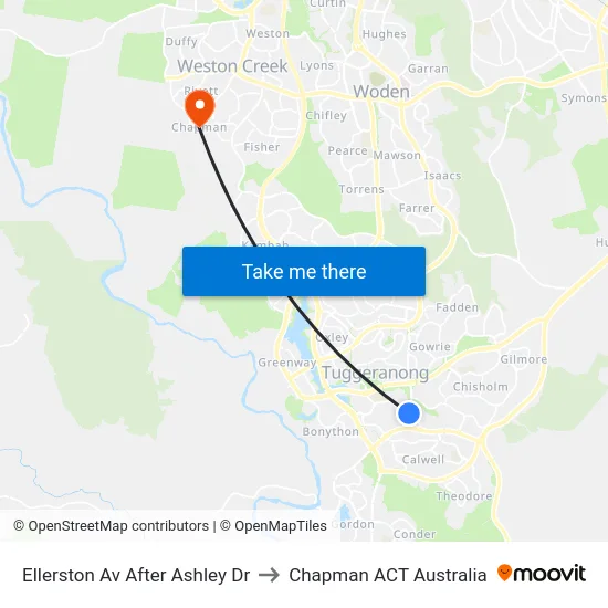 Ellerston Av After Ashley Dr to Chapman ACT Australia map