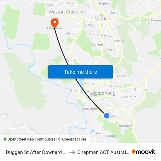 Duggan St After Downard St to Chapman ACT Australia map