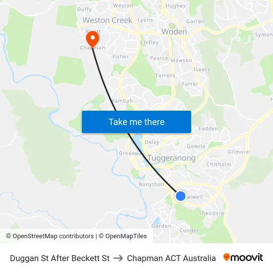 Duggan St After Beckett St to Chapman ACT Australia map