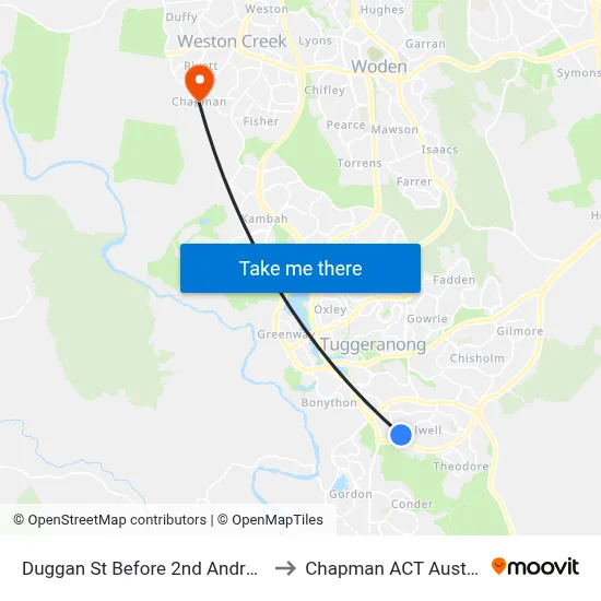 Duggan St Before 2nd Andrew Cr to Chapman ACT Australia map