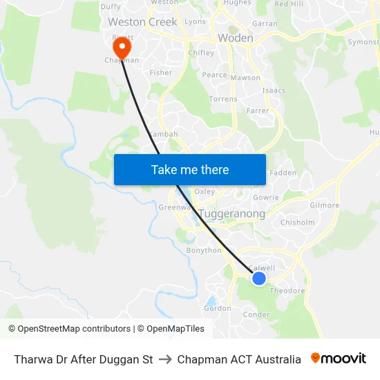 Tharwa Dr After Duggan St to Chapman ACT Australia map