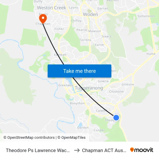Theodore Ps Lawrence Wackett Cr to Chapman ACT Australia map