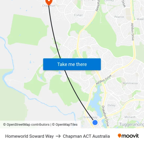 Homeworld Soward Way to Chapman ACT Australia map