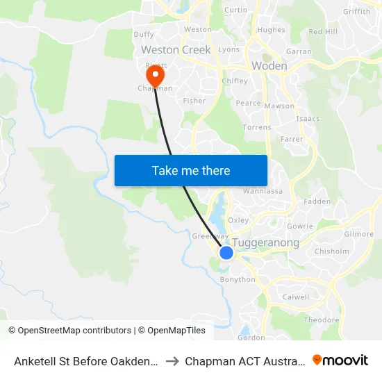 Anketell St Before Oakden St to Chapman ACT Australia map