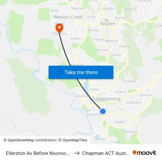 Ellerston Av Before Noorooma St to Chapman ACT Australia map