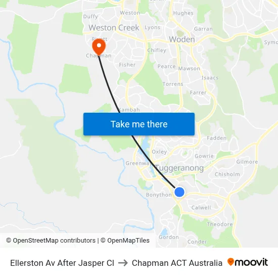 Ellerston Av After Jasper Cl to Chapman ACT Australia map