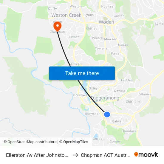 Ellerston Av After Johnston Dr to Chapman ACT Australia map