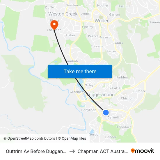 Outtrim Av Before Duggan St to Chapman ACT Australia map