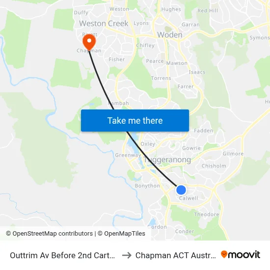 Outtrim Av Before 2nd Carter Cr to Chapman ACT Australia map
