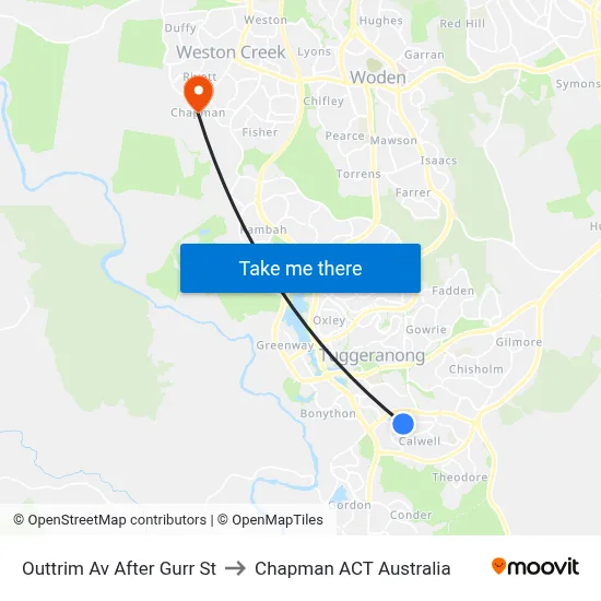 Outtrim Av After Gurr St to Chapman ACT Australia map