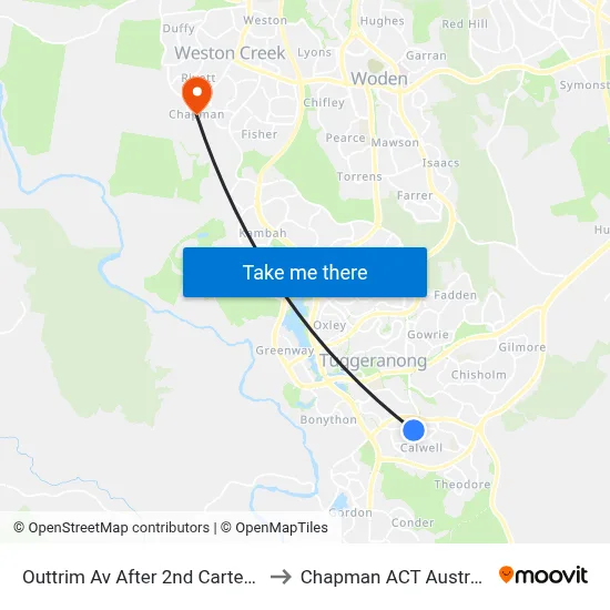 Outtrim Av After 2nd Carter Cr to Chapman ACT Australia map