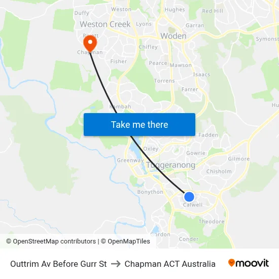 Outtrim Av Before Gurr St to Chapman ACT Australia map