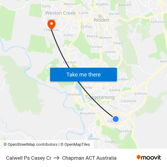 Calwell Ps Casey Cr to Chapman ACT Australia map