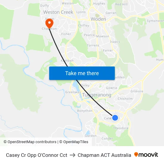 Casey Cr Opp O'Connor Cct to Chapman ACT Australia map