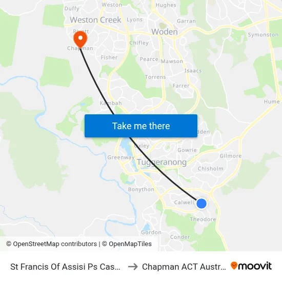 St Francis Of Assisi Ps Casey Cr to Chapman ACT Australia map