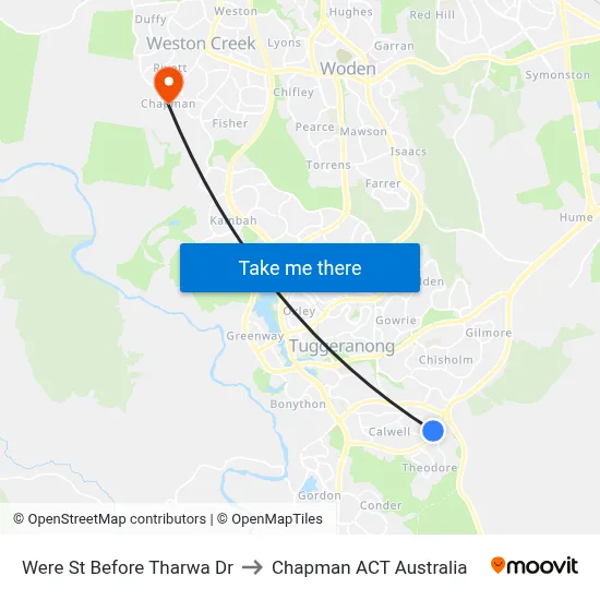 Were St Before Tharwa Dr to Chapman ACT Australia map