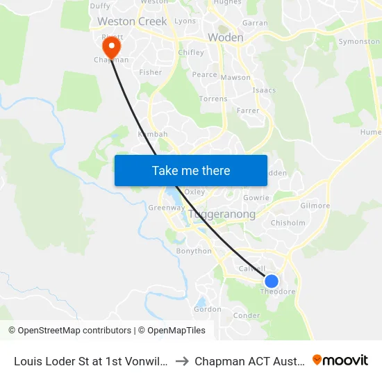Louis Loder St at 1st Vonwiller Cr to Chapman ACT Australia map
