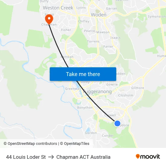 44 Louis Loder St to Chapman ACT Australia map