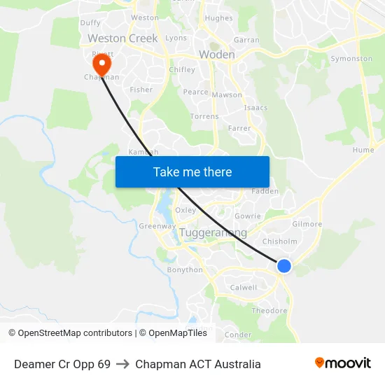 Deamer Cr Opp 69 to Chapman ACT Australia map