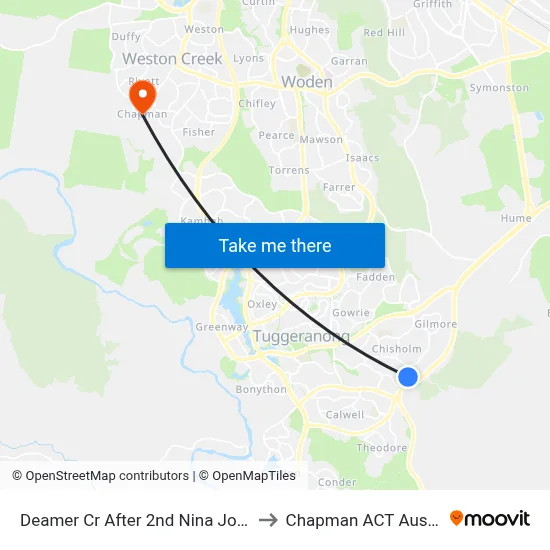 Deamer Cr After 2nd Nina Jones Cr to Chapman ACT Australia map
