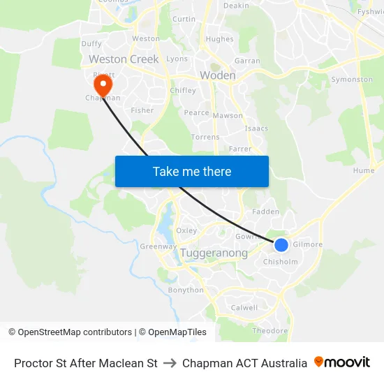 Proctor St After Maclean St to Chapman ACT Australia map