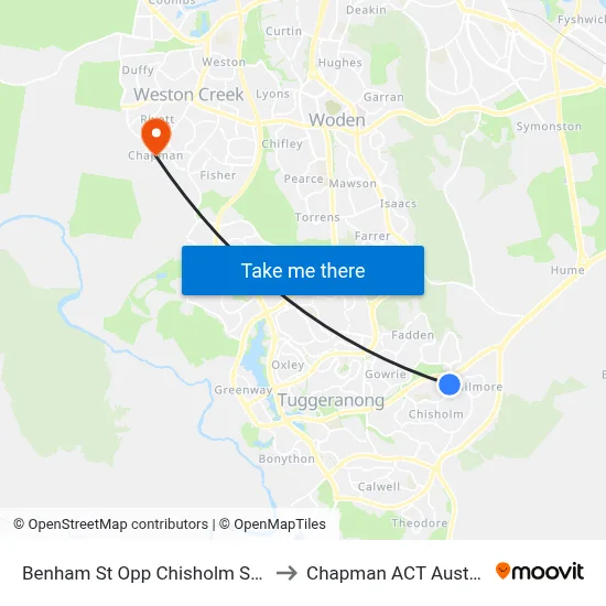 Benham St Opp Chisholm Shops to Chapman ACT Australia map