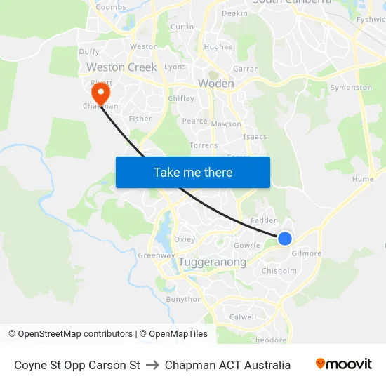 Coyne St Opp Carson St to Chapman ACT Australia map
