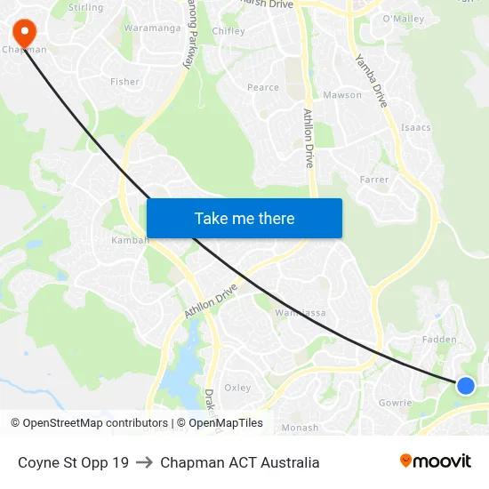Coyne St Opp 19 to Chapman ACT Australia map