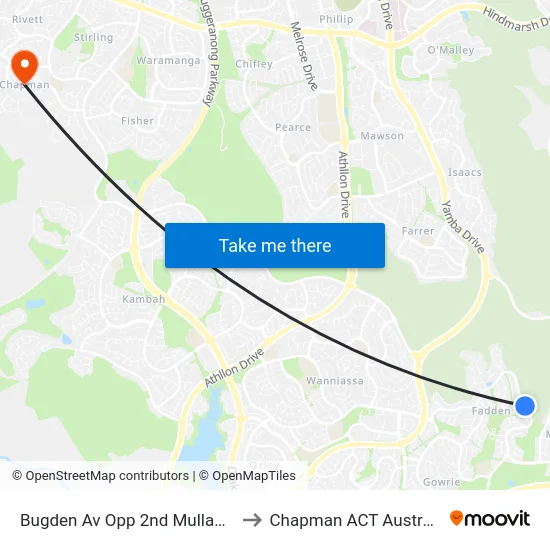 Bugden Av Opp 2nd Mullan St to Chapman ACT Australia map