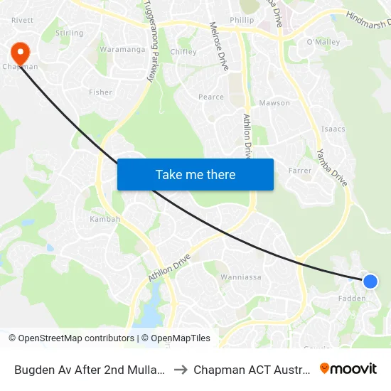 Bugden Av After 2nd Mullan St to Chapman ACT Australia map