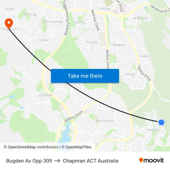 Bugden Av Opp 309 to Chapman ACT Australia map