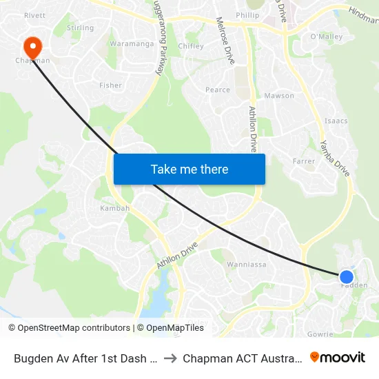 Bugden Av After 1st Dash Cr to Chapman ACT Australia map