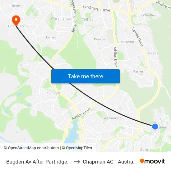 Bugden Av After Partridge St to Chapman ACT Australia map