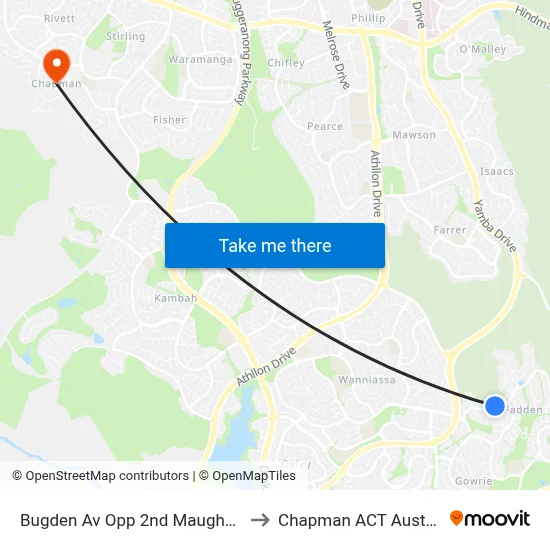 Bugden Av Opp 2nd Maughan Cr to Chapman ACT Australia map