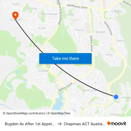 Bugden Av After 1st Appel Cr to Chapman ACT Australia map