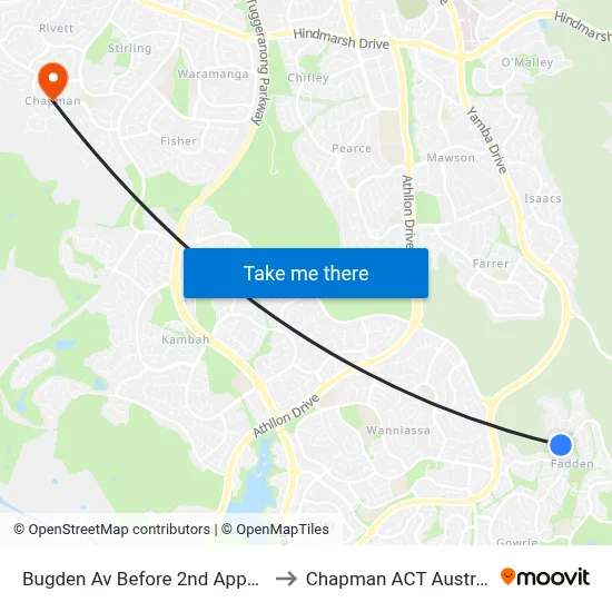 Bugden Av Before 2nd Appel Cr to Chapman ACT Australia map