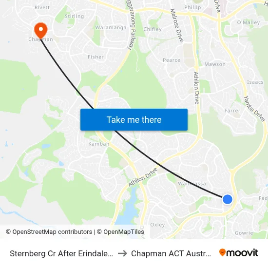 Sternberg Cr After Erindale Dr to Chapman ACT Australia map