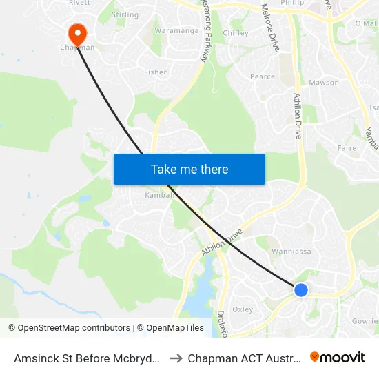 Amsinck St Before Mcbryde Cr to Chapman ACT Australia map