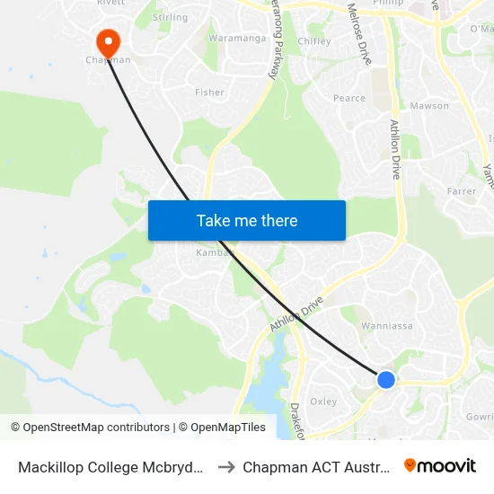 Mackillop College Mcbryde Cr to Chapman ACT Australia map