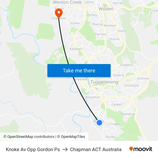 Knoke Av Opp Gordon Ps to Chapman ACT Australia map