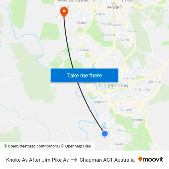 Knoke Av After Jim Pike Av to Chapman ACT Australia map