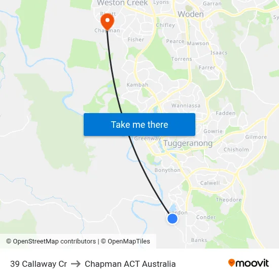 39 Callaway Cr to Chapman ACT Australia map