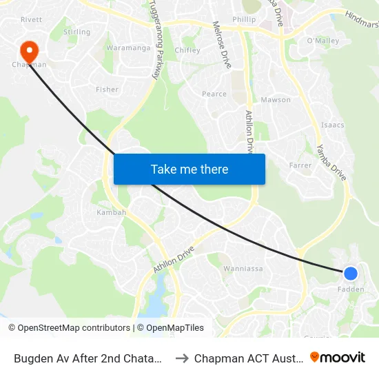Bugden Av After 2nd Chataway Cr to Chapman ACT Australia map