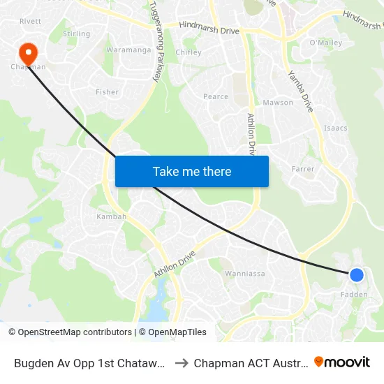 Bugden Av Opp 1st Chataway Cr to Chapman ACT Australia map