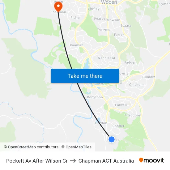 Pockett Av After Wilson Cr to Chapman ACT Australia map