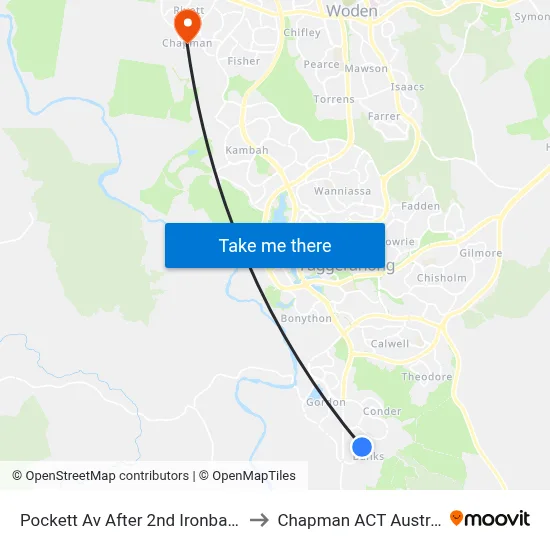 Pockett Av After 2nd Ironbark Cr to Chapman ACT Australia map