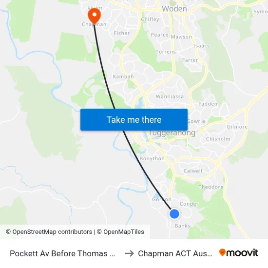 Pockett Av Before Thomas Hart St to Chapman ACT Australia map
